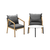 Livsip 3PCS Outdoor Patio Set 70cm Coffee Table Grey and Natural Chairs - Close-Up Angle