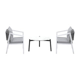 Livsip Outdoor Patio Set White 70cm Coffee Table and Chairs - Front View