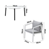 Livsip Outdoor Patio Set White 70cm Coffee Table and Chairs