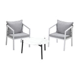 Livsip Outdoor Patio Set White 70cm Coffee Table and Chairs