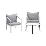 Livsip Outdoor Patio Set White 70cm Coffee Table and Chairs - Top-Down View
