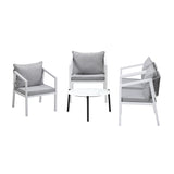Livsip Outdoor Patio Set 4 Seater White 70cm Coffee Table - Close-Up Angle