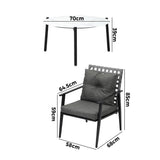 Livsip 3pc Outdoor Patio Set 70CM White Marble Table Rattan Chairs
