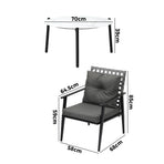 Livsip 3pc Outdoor Patio Set 70CM White Marble Table Rattan Chairs