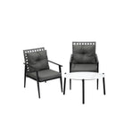 Livsip 3pc Outdoor Patio Set 70CM White Marble Table Rattan Chairs