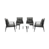 Livsip 5PC Outdoor Patio Set 70CM White Marble Table Rattan Chairs