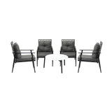 Livsip 5PC Outdoor Patio Set 70CM White Marble Table Rattan Chairs - Side View