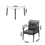 Livsip 5PC Outdoor Patio Set 70CM White Marble Table Rattan Chairs