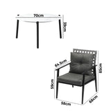 Livsip 5PC Outdoor Patio Set 70CM White Marble Table Rattan Chairs - Top-Down View