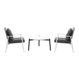 Livsip 3pc Outdoor Lounge Sets 70CM White Round Table Rattan Chairs