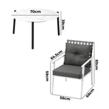 Livsip 3pc Outdoor Lounge Sets 70CM White Round Table Rattan Chairs