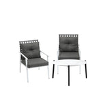 Livsip 3pc Outdoor Lounge Sets 70CM White Round Table Rattan Chairs