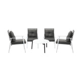 Livsip 5PC Outdoor Lounge Sets 70CM White Round Table Rattan Chairs