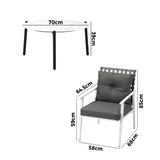 Livsip 5PC Outdoor Lounge Sets 70CM White Round Table Rattan Chairs