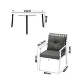 Livsip 5PC Outdoor Lounge Sets 70CM White Round Table Rattan Chairs - Top-Down View