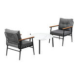Livsip Outdoor Patio Set 70cm Table with 2 Armchairs