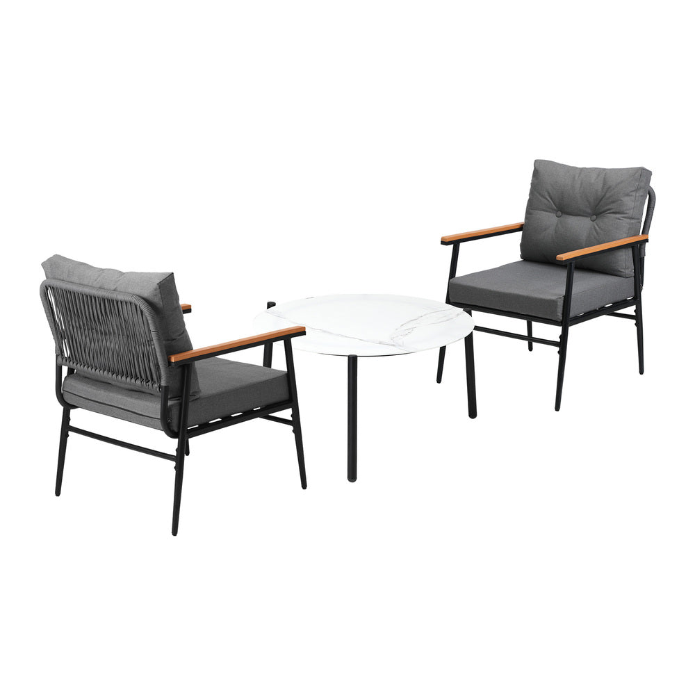 Livsip Outdoor Patio Set 70cm Table with 2 Armchairs