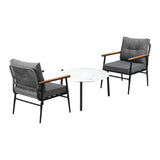 Livsip Outdoor Patio Set 70cm Table with 2 Armchairs