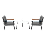 Livsip Outdoor Patio Set 70cm Table with 2 Armchairs