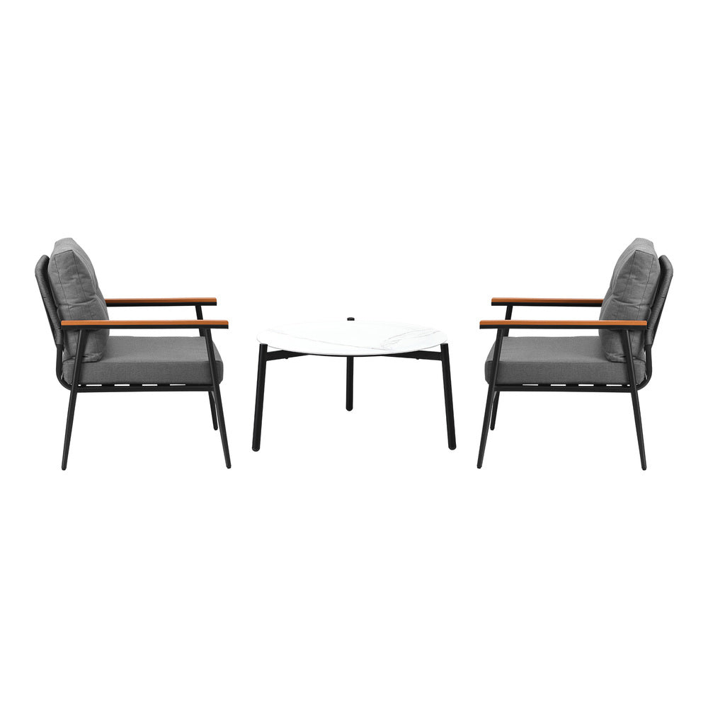 Livsip Outdoor Patio Set 70cm Table with 2 Armchairs