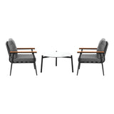 Livsip Outdoor Patio Set 70cm Table with 2 Armchairs - Rear View