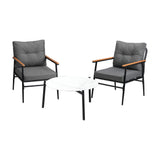 Livsip Outdoor Patio Set 70cm Table with 2 Armchairs