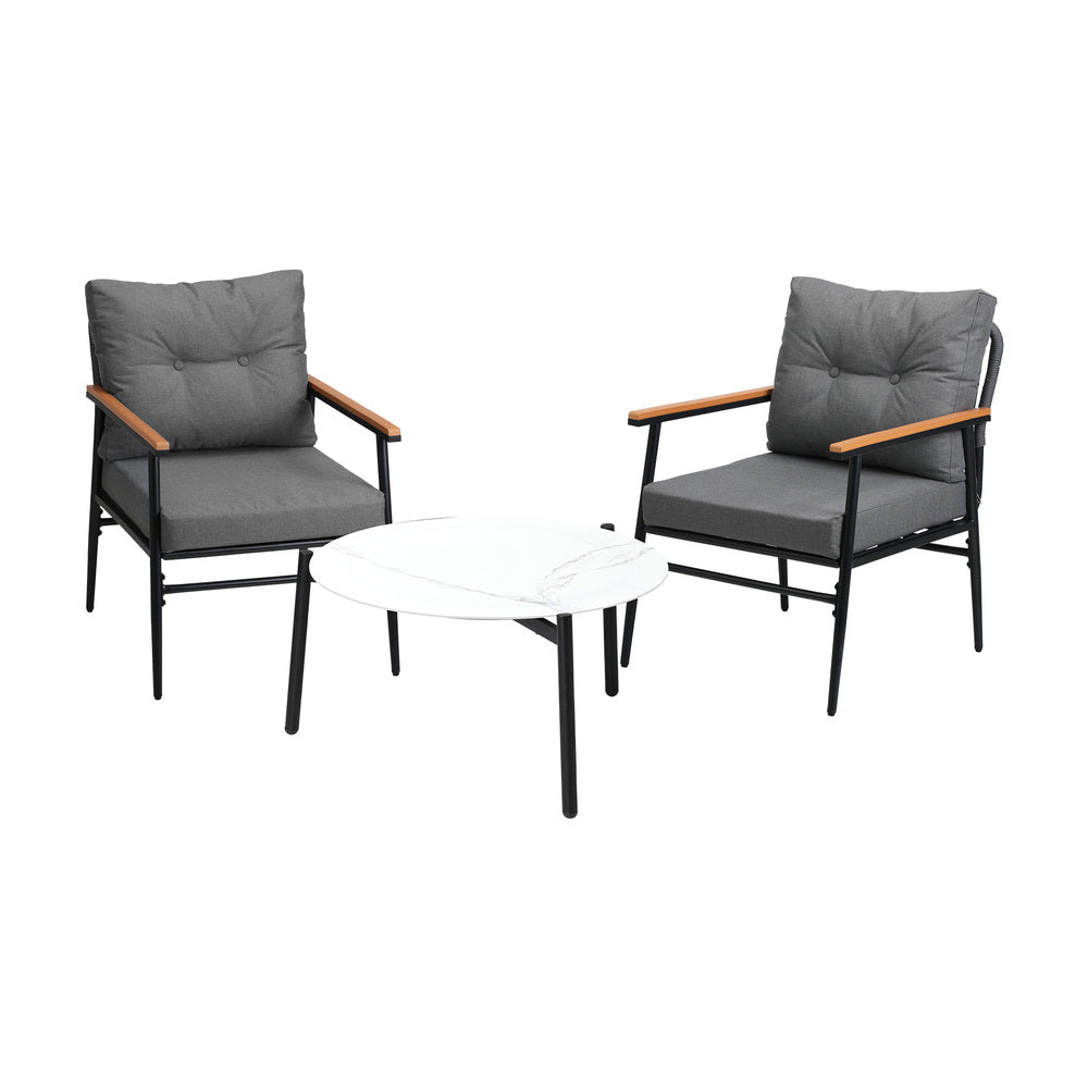 Livsip Outdoor Patio Set 70cm Table with 2 Armchairs