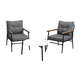 Livsip Outdoor Patio Set 70cm Table with 2 Armchairs - Side View