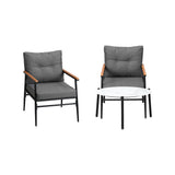 Livsip Outdoor Patio Set 70cm Table with 2 Armchairs