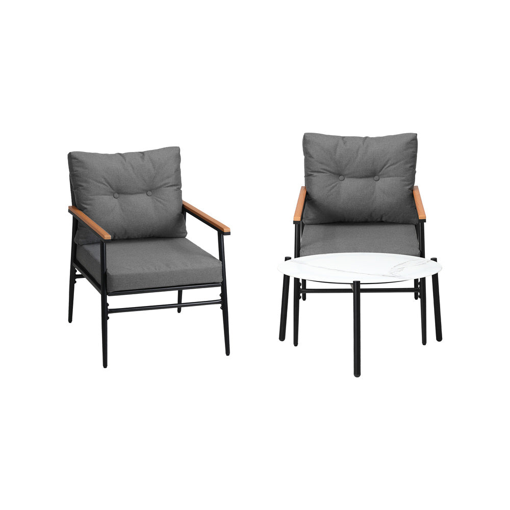 Livsip Outdoor Patio Set 70cm Table with 2 Armchairs