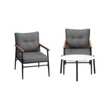 Livsip Outdoor Patio Set 70cm Table with 2 Armchairs - Front View