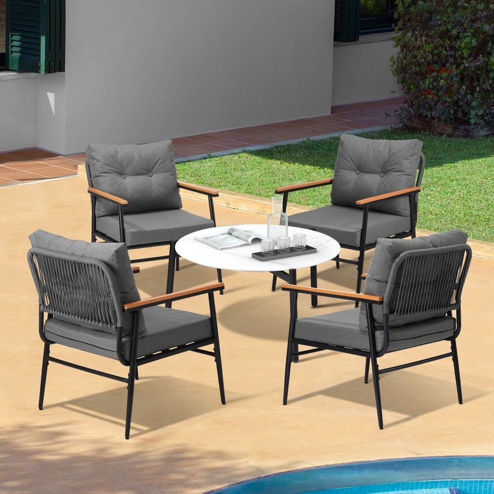 Livsip Outdoor Patio Set 5 Piece Bistro Lounge Set 70cm Table