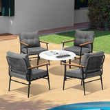Livsip Outdoor Patio Set 5 Piece Bistro Lounge Set 70cm Table - 45-Degree Angle