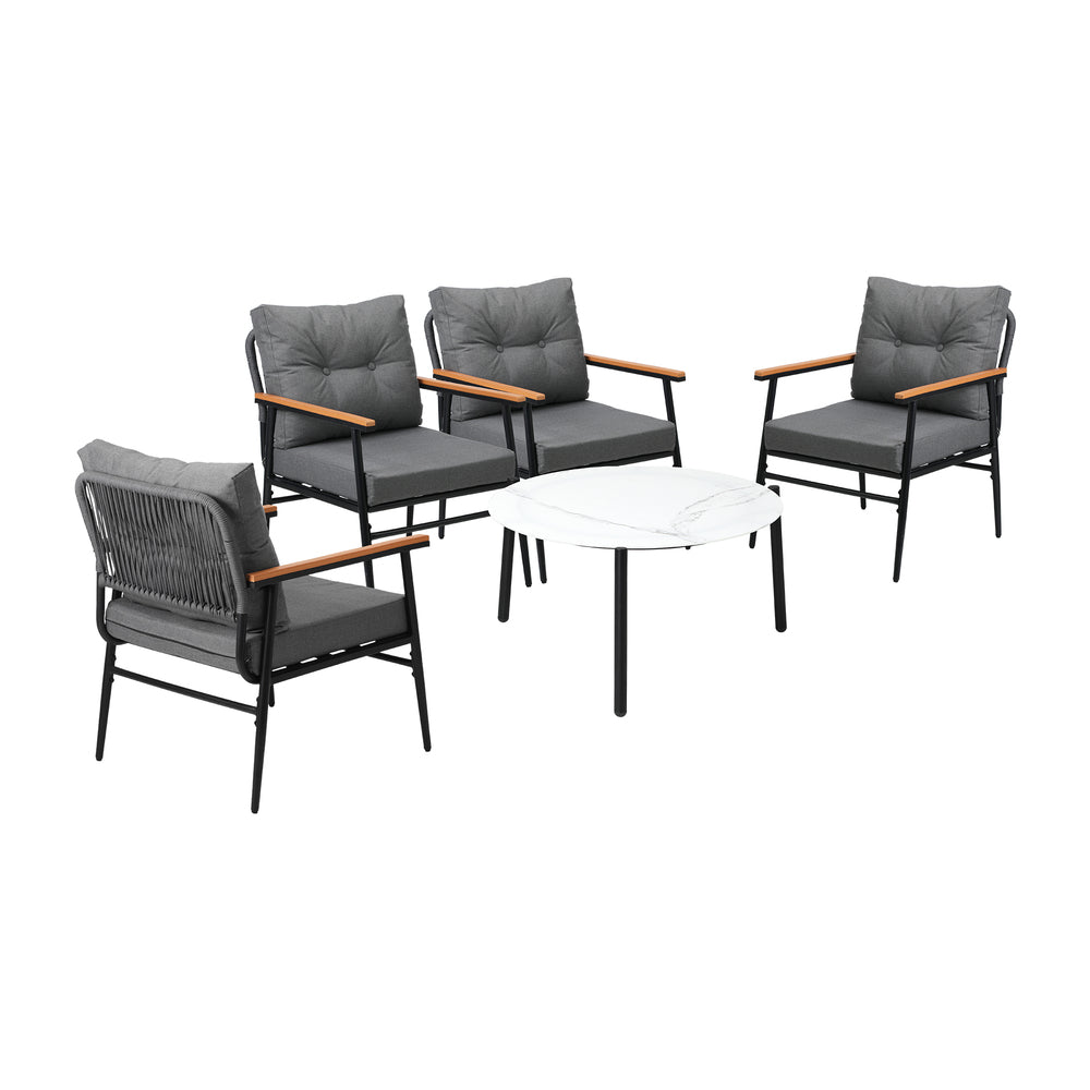 Livsip Outdoor Patio Set 5 Piece Bistro Lounge Set 70cm Table