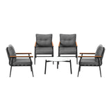 Livsip Outdoor Patio Set 5 Piece Bistro Lounge Set 70cm Table