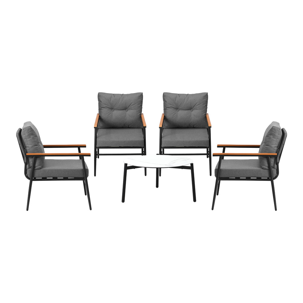 Livsip Outdoor Patio Set 5 Piece Bistro Lounge Set 70cm Table