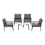 Livsip Outdoor Patio Set 5 Piece Bistro Lounge Set 70cm Table - Close-Up Angle