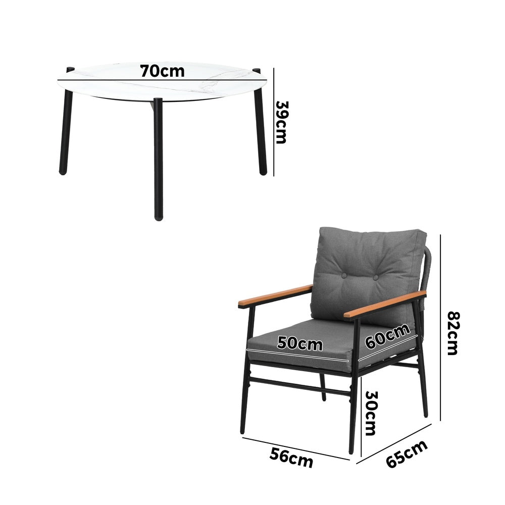 Livsip Outdoor Patio Set 5 Piece Bistro Lounge Set 70cm Table