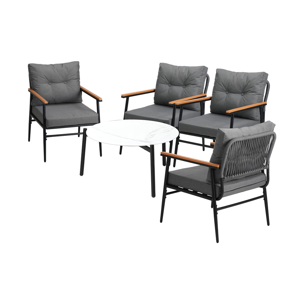 Livsip Outdoor Patio Set 5 Piece Bistro Lounge Set 70cm Table