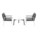 Livsip Outdoor Patio Set 70cm White Table with 2 Armchairs