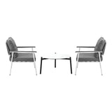 Livsip Outdoor Patio Set 70cm White Table with 2 Armchairs - Front View