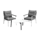 Livsip Outdoor Patio Set 70cm White Table with 2 Armchairs