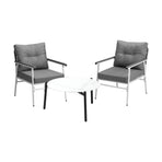 Livsip Outdoor Patio Set 70cm White Table with 2 Armchairs