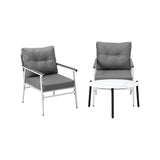 Livsip Outdoor Patio Set 70cm White Table with 2 Armchairs