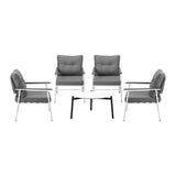 Livsip Outdoor Patio Set 5PC Bistro Lounge Set 70cm White Table