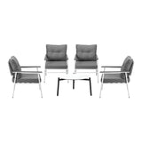 Livsip Outdoor Patio Set 5PC Bistro Lounge Set 70cm White Table - Side View