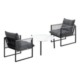 Livsip 3PCS Outdoor Patio Set White 70cm Table Cushioned Armchairs