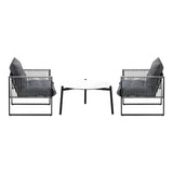 Livsip 3PCS Outdoor Patio Set White 70cm Table Cushioned Armchairs