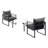 Livsip 3PCS Outdoor Patio Set White 70cm Table Cushioned Armchairs
