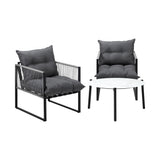 Livsip 3PCS Outdoor Patio Set White 70cm Table Cushioned Armchairs